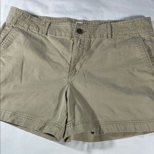 Gap womens khaki basic flat front 4.5" inseam chino shorts - size 16